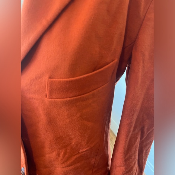 Vintage 1980s Mary Ann Restivo Persimmon Orange Wool and Cashmere Blazer  Sz 4 - Picture 6 of 12